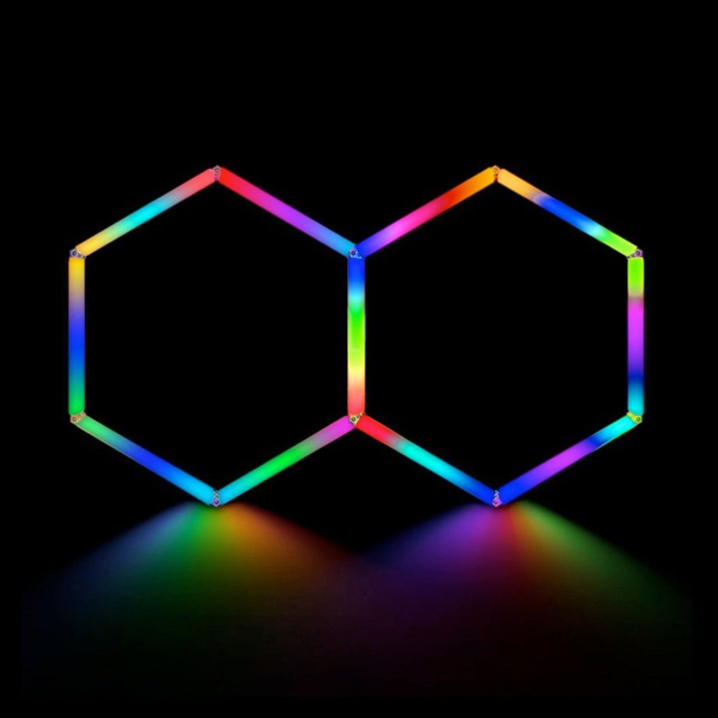 2 Piece RGB Hexagon Modular LED Lighting Kit - Hexagon Lights Modular Floor Tiles
