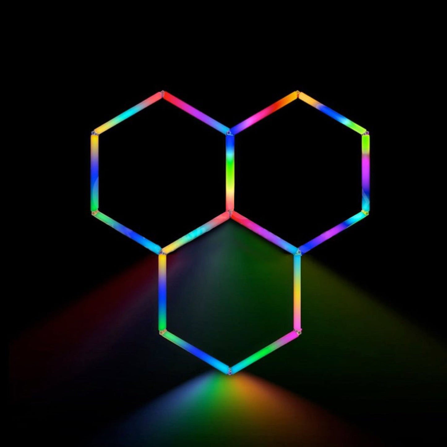 3 Piece RGB Hexagon Modular LED Lighting Kit - Hexagon Lights Modular Floor Tiles