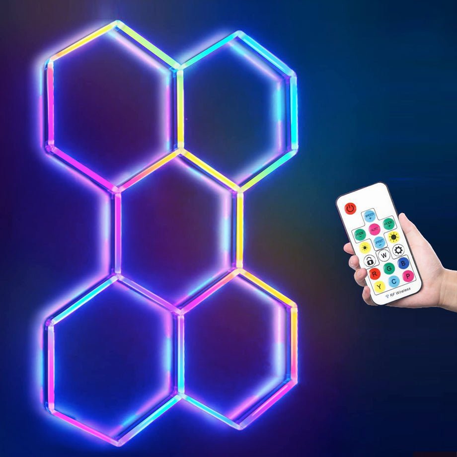 5 Piece RGB Hexagon Modular LED Lighting Kit - Hexagon Lights Modular Floor Tiles