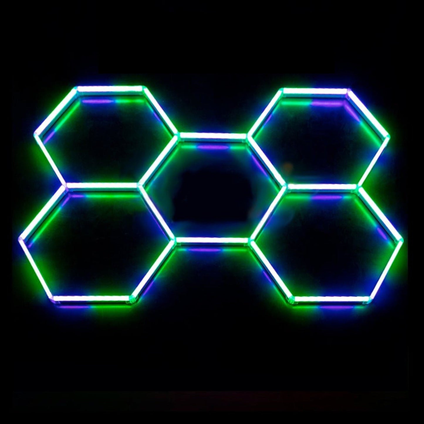 5 Piece RGB Hexagon Modular LED Lighting Kit - Hexagon Lights Modular Floor Tiles