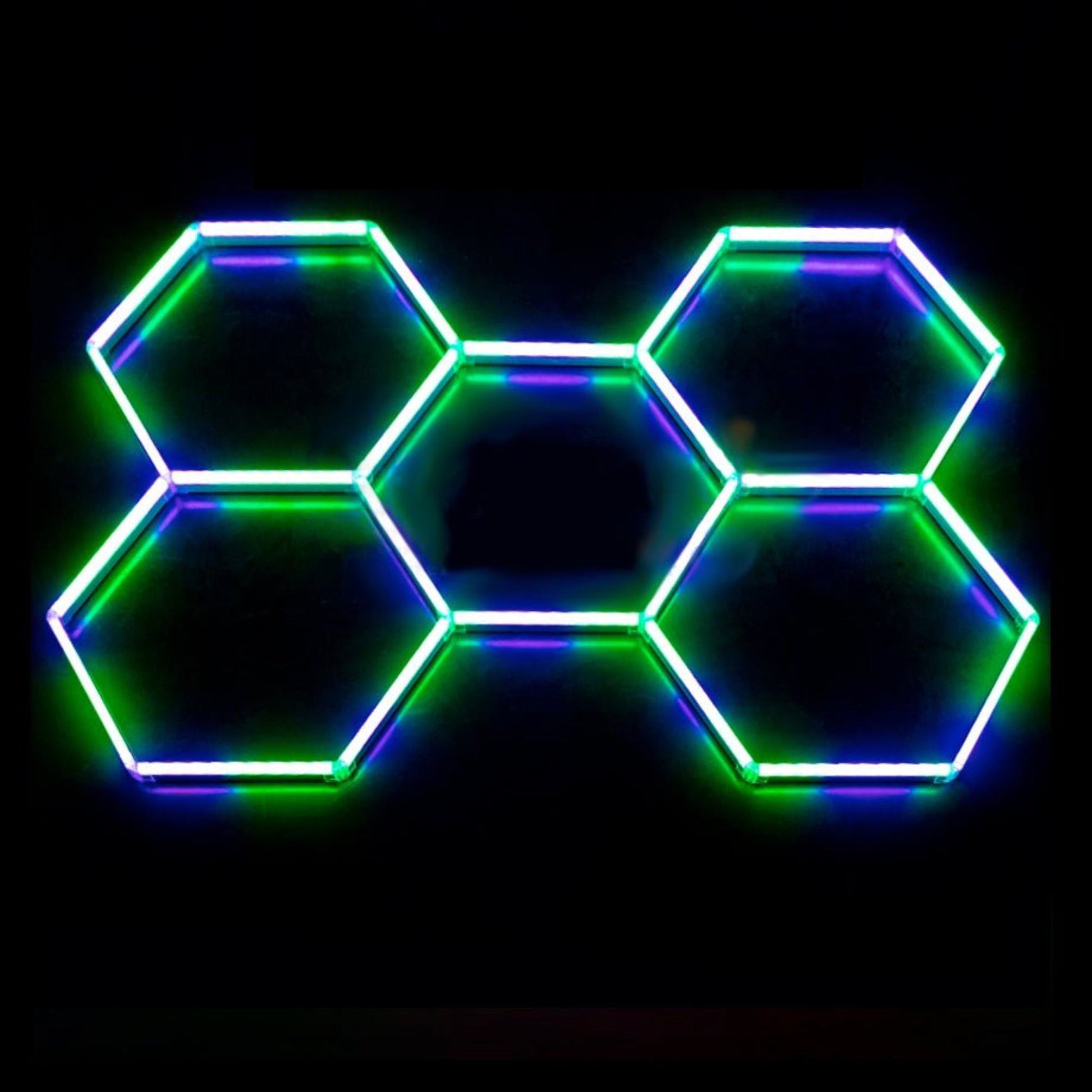 5 Piece RGB Hexagon Modular LED Lighting Kit - Hexagon Lights Modular Floor Tiles