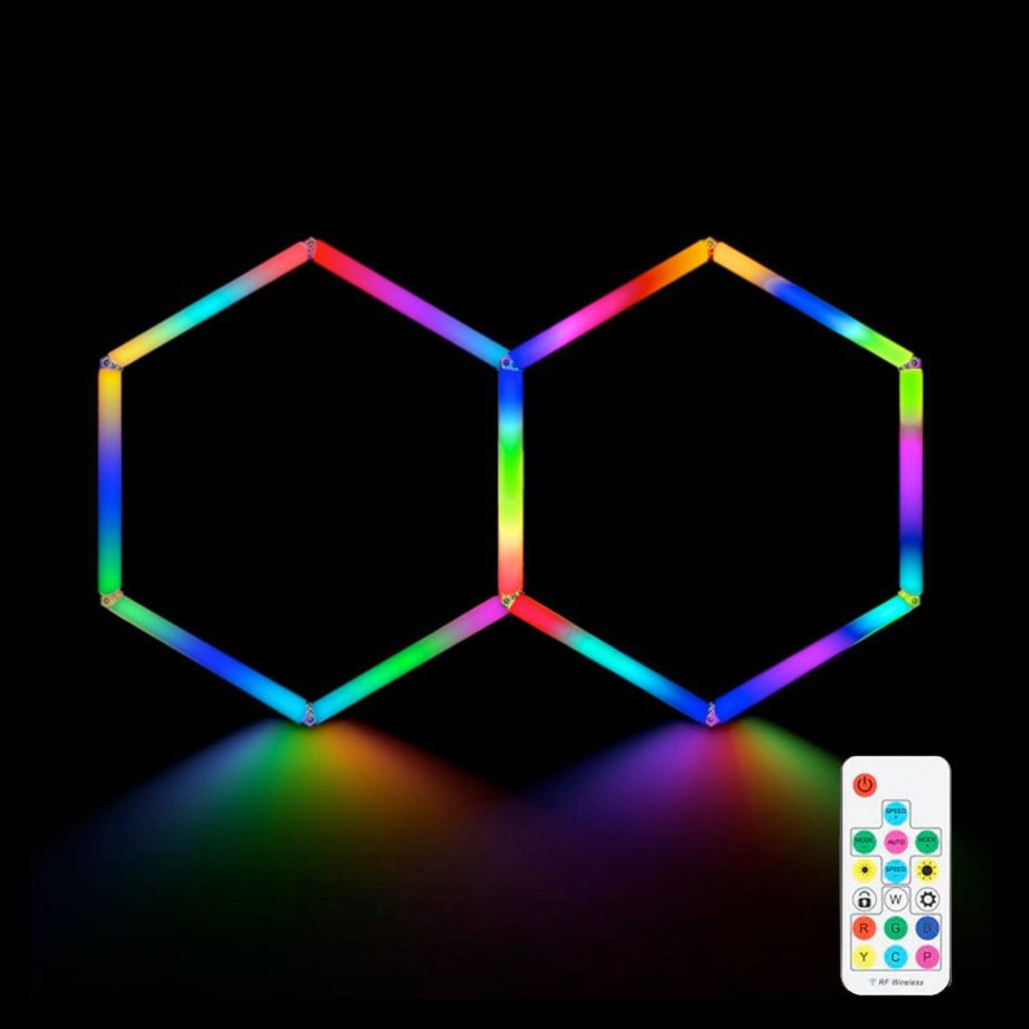 2 Piece RGB Hexagon Modular LED Lighting Kit – Hexagon Lights Modular ...