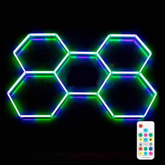 5 Piece RGB Hexagon Modular LED Lighting Kit - Hexagon Lights Modular Floor Tiles